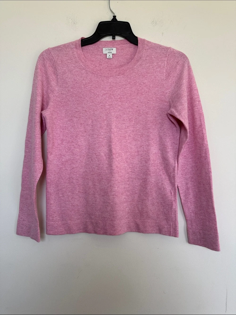 J. Crew Heathered Pink Long-Sleeve Crewneck Top